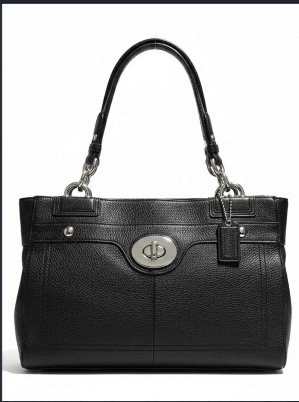 Coach Penelope Black Leather Turn lock Handbag F16531
